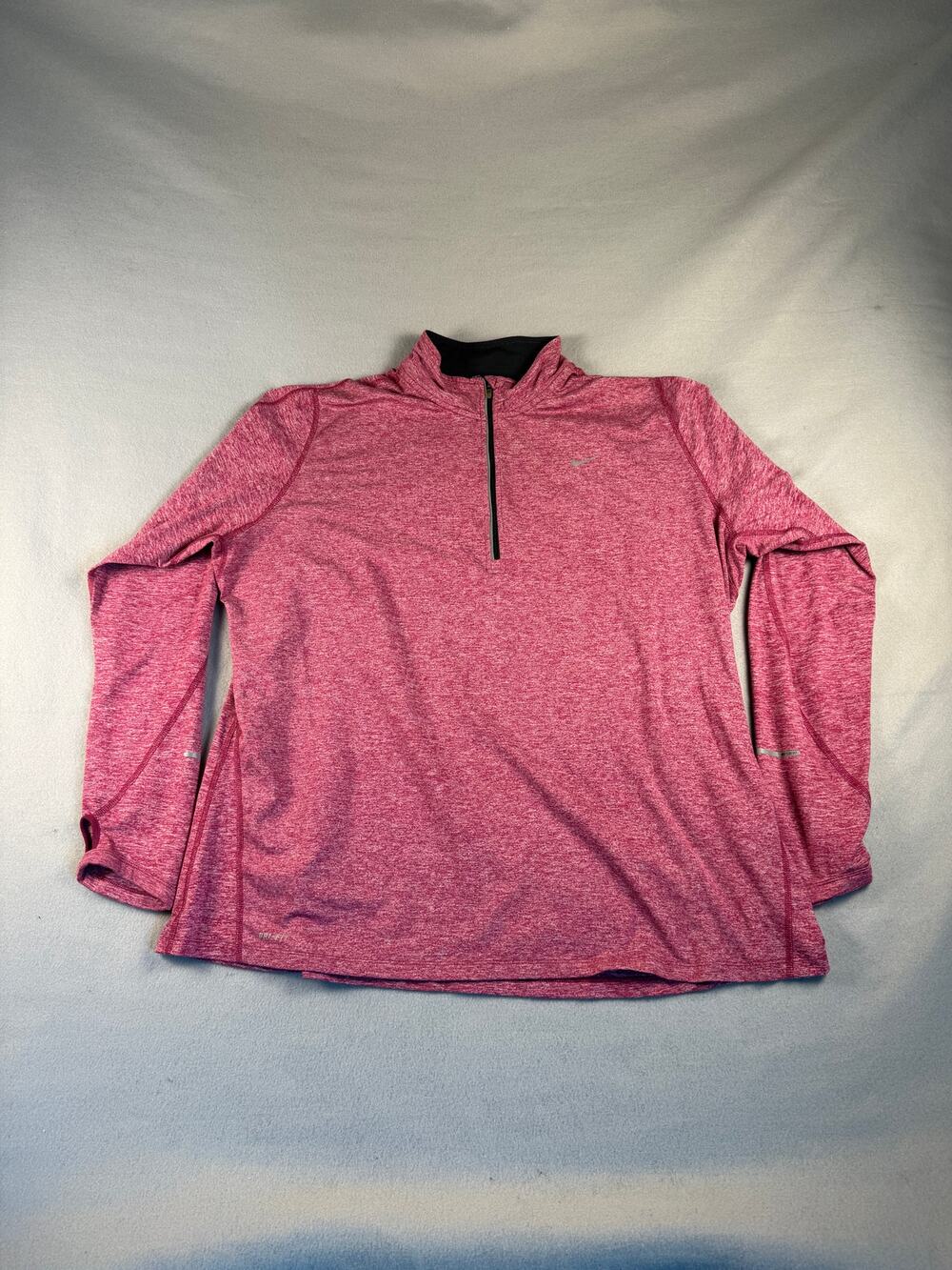 Nike Running Shirt Womens 2X Pink Heather Dri-Fit Element Half Zip Athletic Top